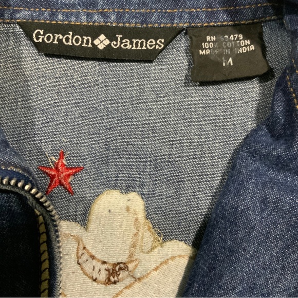 Gordon James Embellished Embroidery 80’s Padded Shoulder Western Denim Jacket - Picture 6 of 16